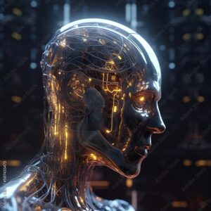 Artificial intelligence bot with thinking abilities, the world in a head, Artificial Intelligence powered system, AI brain
