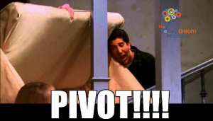 David Schwimmer in the famous PIVOT scene from Friends 