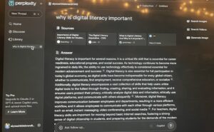 Perplexity AI Tool digital literacy question screenshot