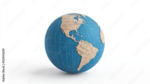 Vintage Globe: A weathered globe with a blue and beige map, showcasing the Americas, evokes a sense of history, exploration, and global interconnectedness.