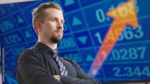 Stonks man posing in front of growth graph meme