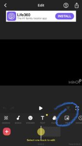 A screenshot in the InShot app with the graphic and name for the 'PICTURE-IN-PICTURE' tool circled