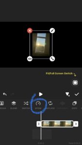 A screenshot in the InShot app--in the picture-in-picture editor--with the graphic and name for the 'SPEED' tool circled