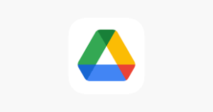 The image shows the Google Drive logo, a colorful triangle formed by three overlapping shapes