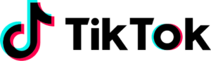 The image shows the TikTok logo, featuring a s music note in black, white, pink, and blue, with the word "TikTok" written beside it.