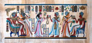 Ancient Egyptian painting on papyrus