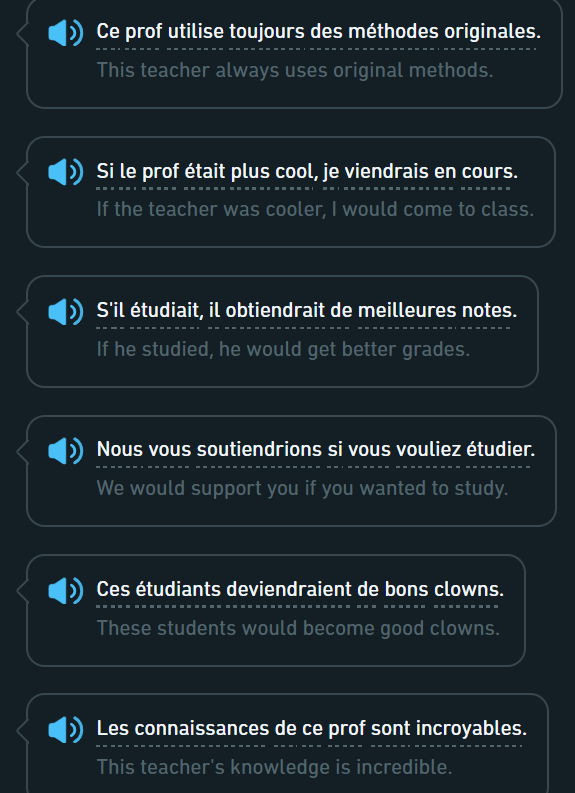 screenshot of this week's Duolingo lesson