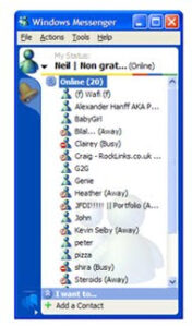 MSN messenger contact list screen