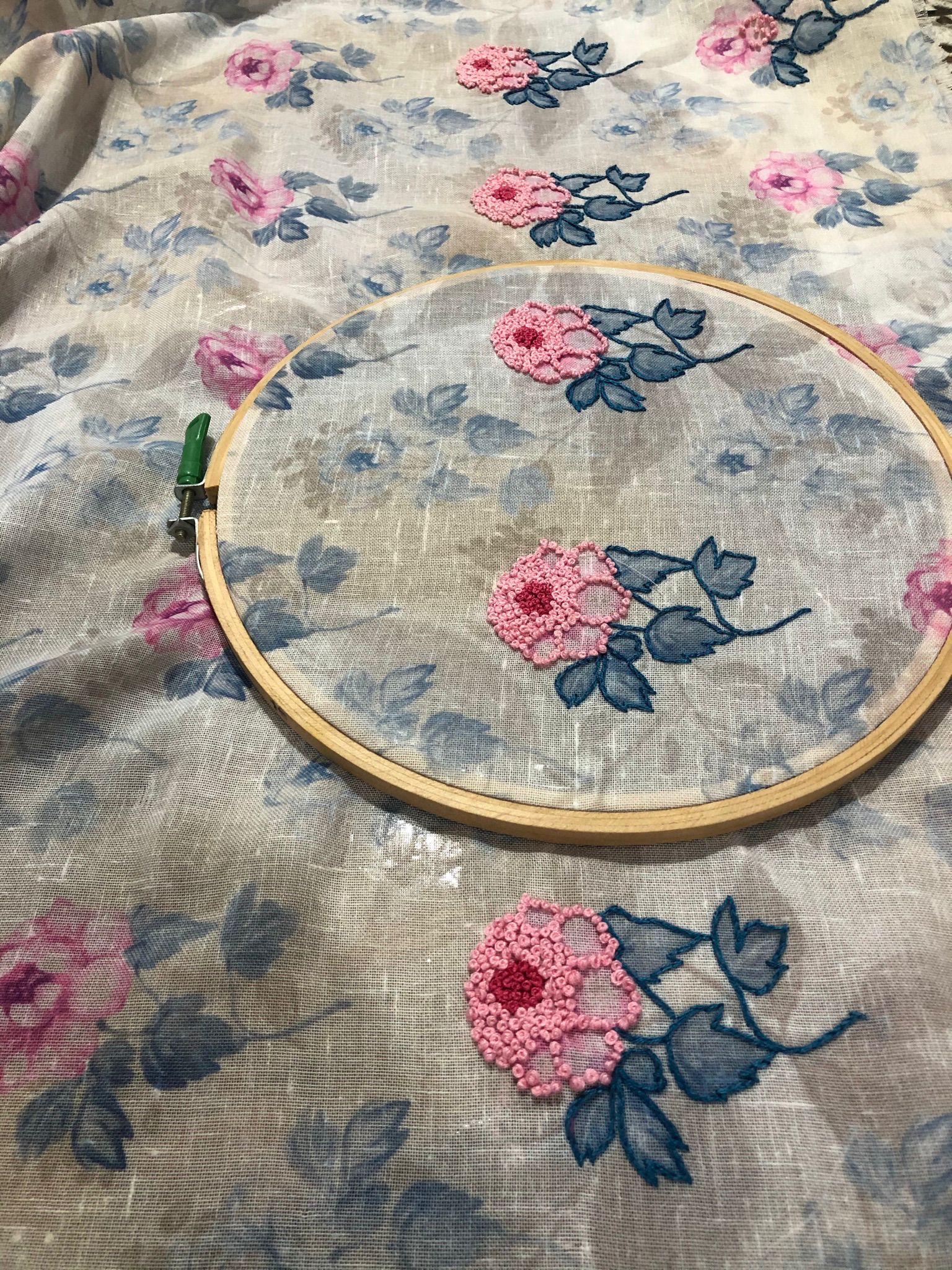 I made this one with the help of French knots and Chain stitches.