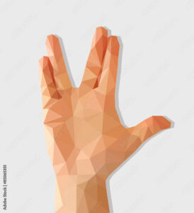 polygon hand raised with palm forward divorced middle and ring f