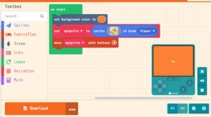 A screenshot of an example of blockcoding programming. 