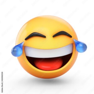 3D Rendering laughing emoji with tears isolated on white background
