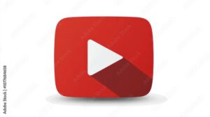 3d youtube logo social media icon yt white play button square box isolated on png transparent background.