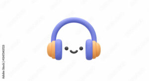 Cute Headphones Listening to Music