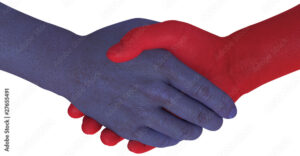 Opposition sides shake hands agree compromise