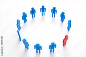 Teamwork with one leader , Unity, and the Outsider: A Visual Metaphor
