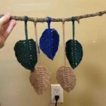 Completed macramé leaf hanging.