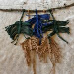 macramé leaf hanging before leaves cut out.