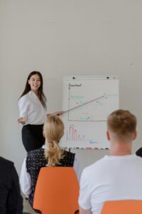 Woman making presentation in office