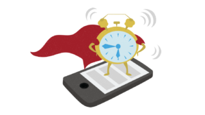 smartphone, alarm clock, superhero