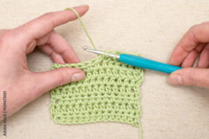 Crochet Double Stitching with Green Yarn