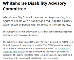 Whitehorse Disabilities Advisory Committee