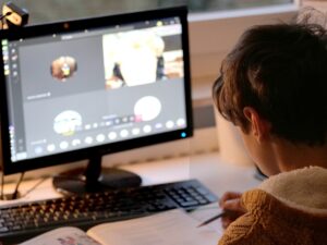 child, student, video conference