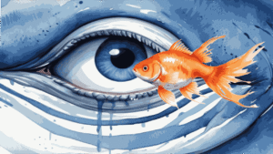 goldfish, nature, art, fish, whale, fantasy, children, friends, storybook, ai generated