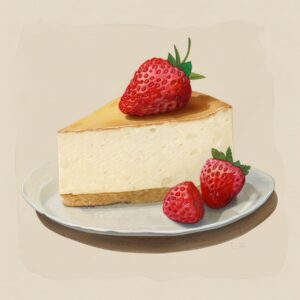 cheesecake, strawberries, food, still, vintage, dessert, sweet, fruits, drawing, ai generated