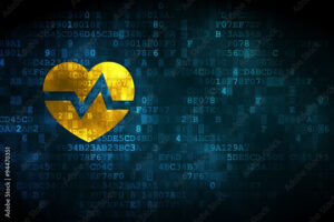 Medicine concept: Heart on digital background