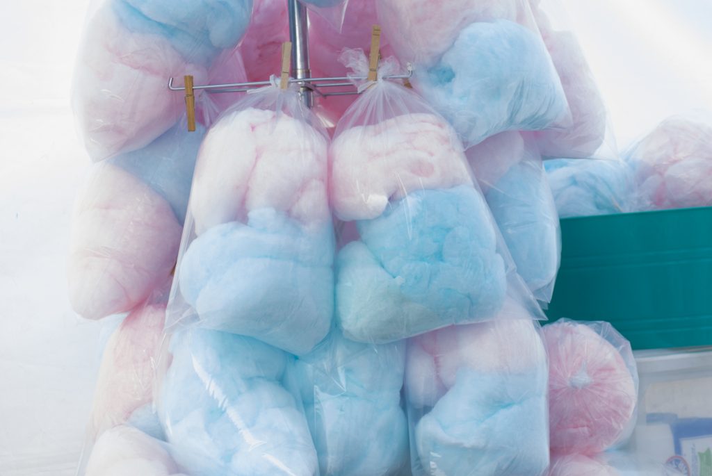Pink and white cotton candies