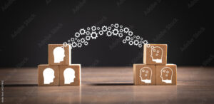 Knowledge sharing. Transferring. Brainstorming concept