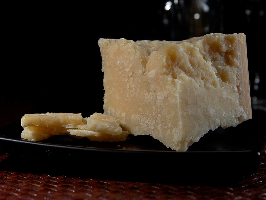 A block of parmesan cheese