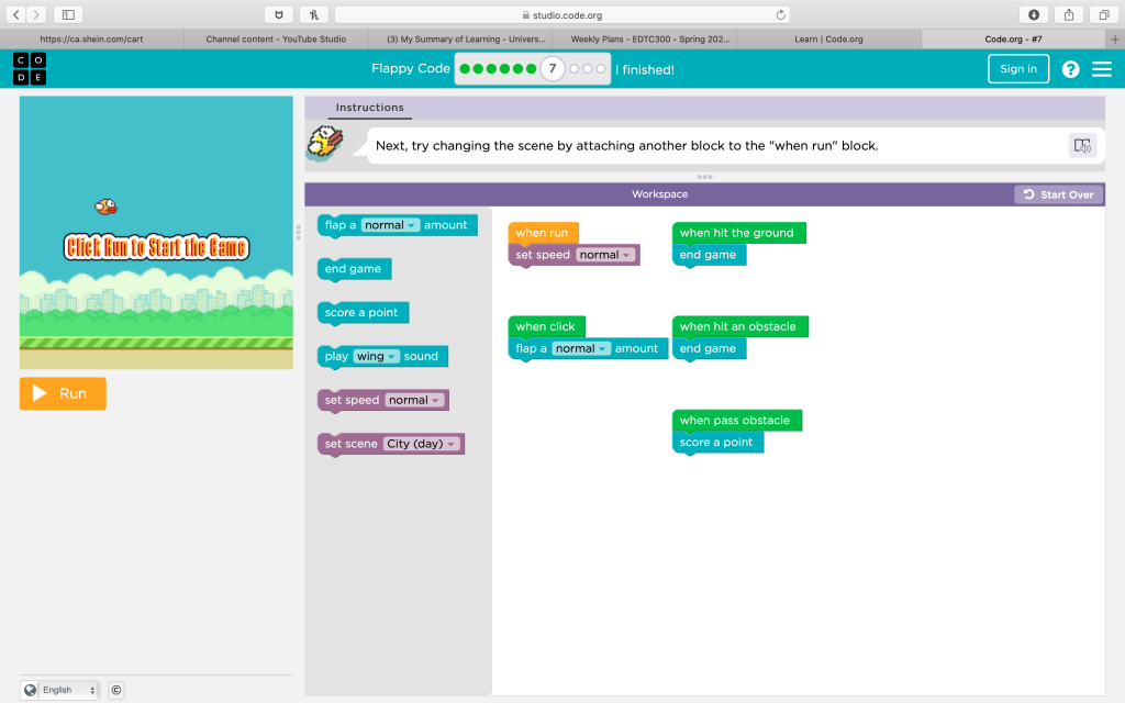 Computer Science PBL. Grade-7. Flappy Bird Game Coding Using