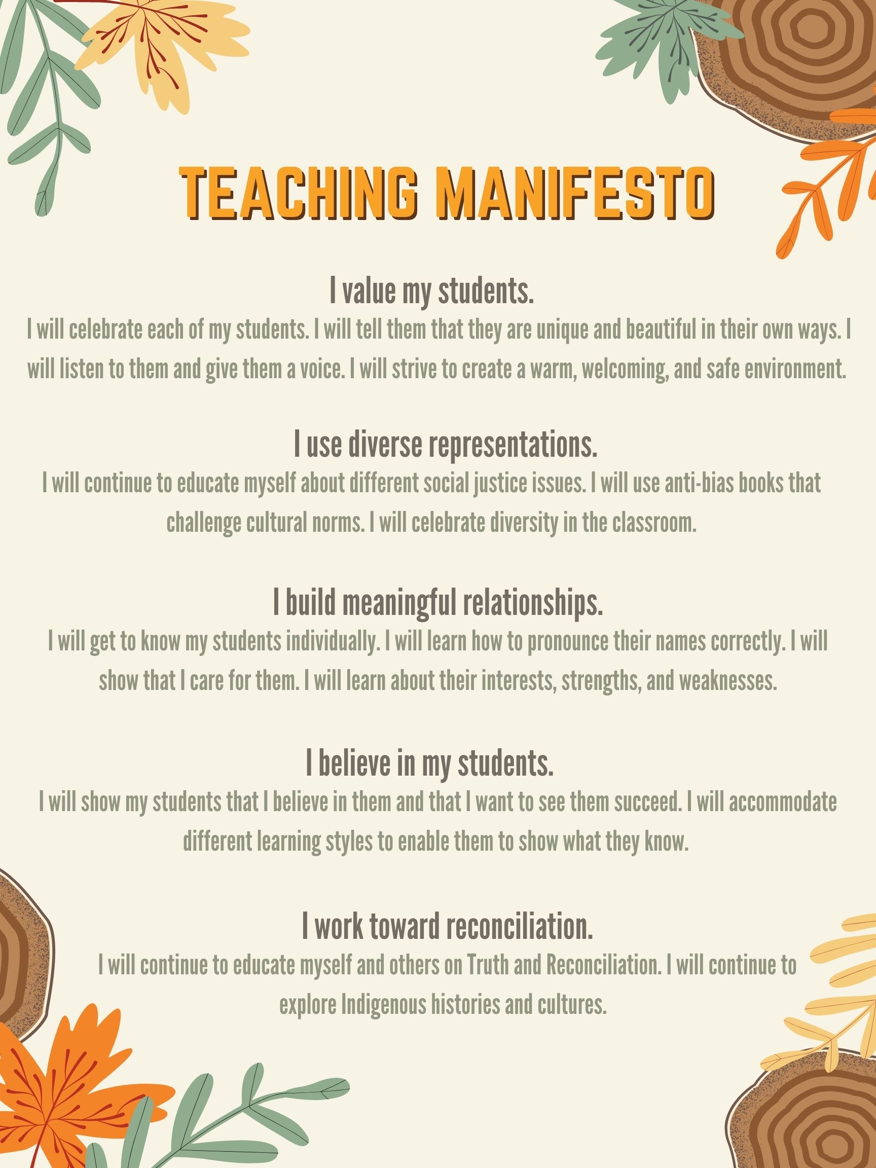 Teaching Manifesto And Philosophy – Jaihra Collado