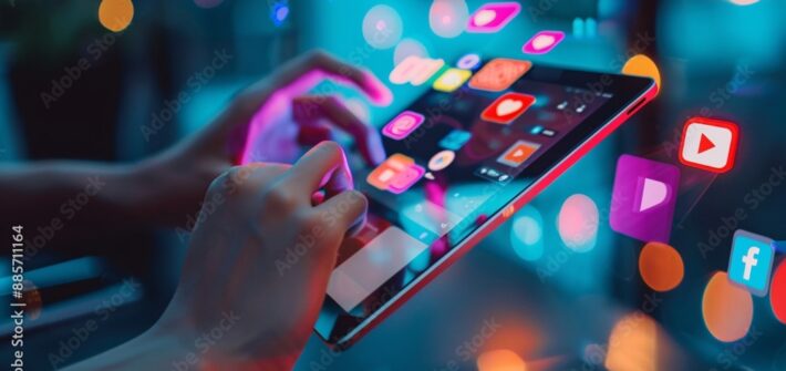 Using a tablet computer, an advertising manager reviews a social media campaign, monitoring engagement and analyzing its reach.