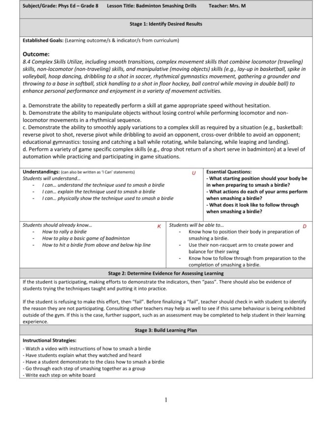 PE8.4 – Badminton Smashing Drills – Nicole McCracken