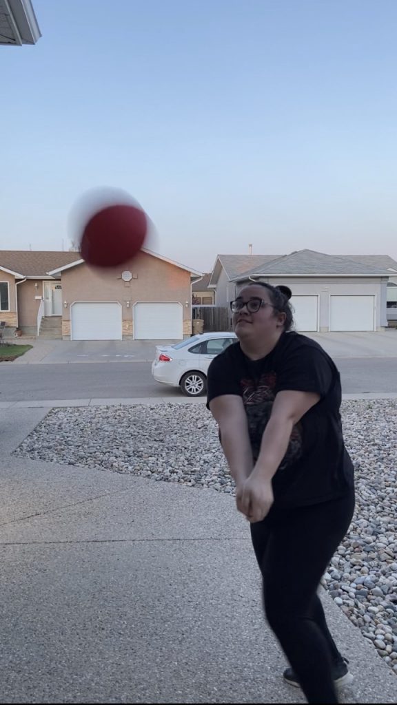 This is me trying my best to keep my platform flat while also trying to focus on getting the ball where I want to go without swinging my arms.